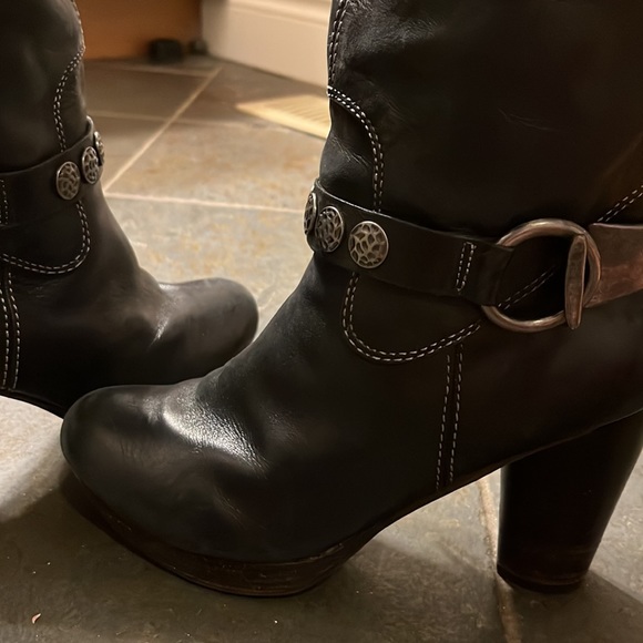 BOGO FREE ALL ITEMS! Biviel sexy stacked heel leather boots stitching pewter 39 - Picture 1 of 9